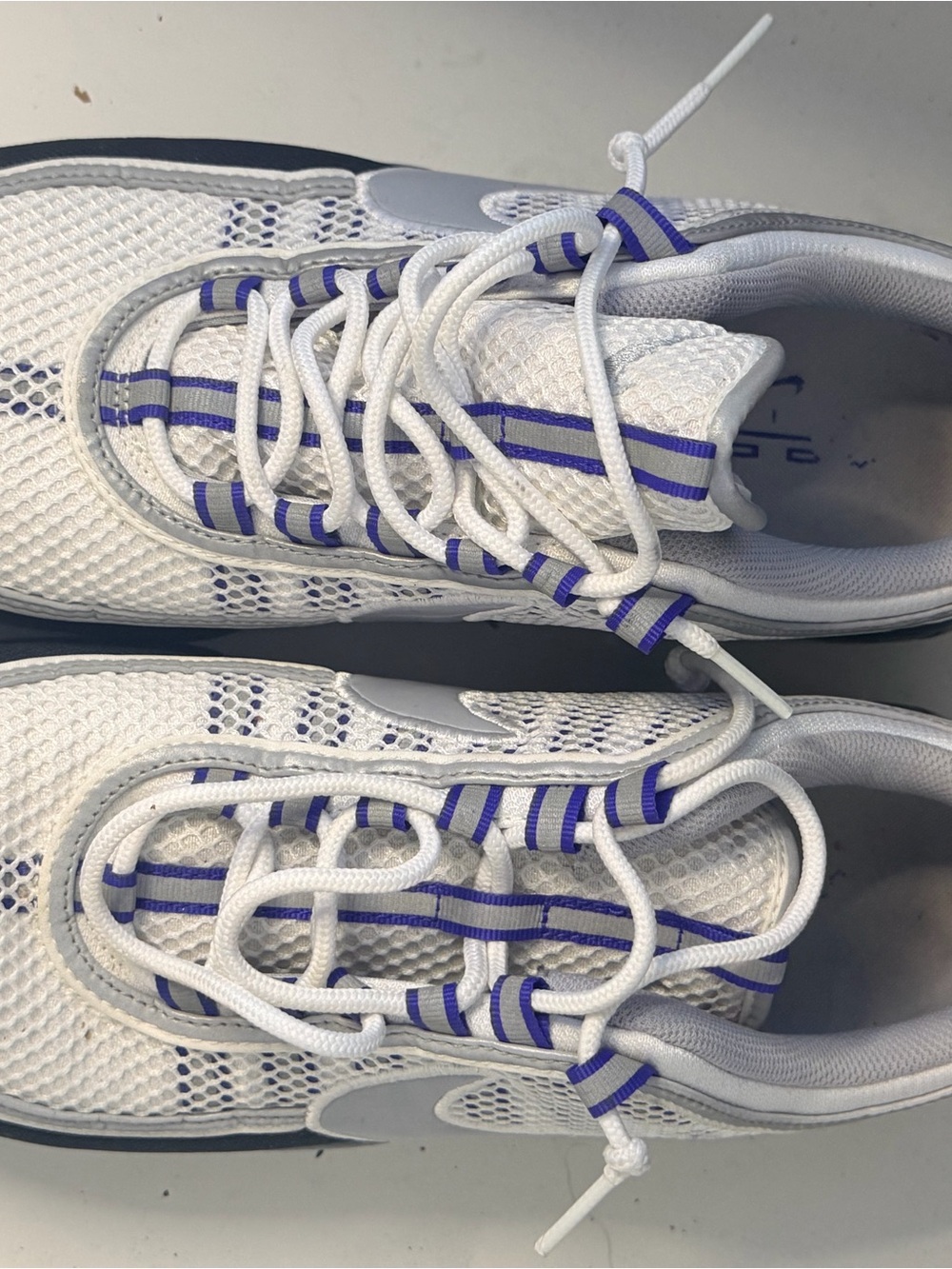 Nike White Mesh Sneakers with Purple Accent